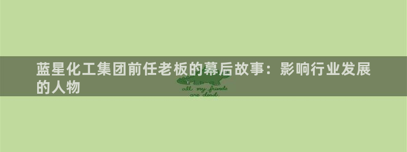 球盟会中国网页登录：蓝星化工集团前任老板的幕后故事：影响行业